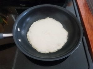 Crepe batter on pan
