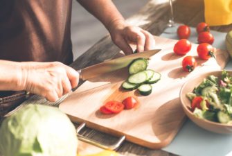 Cutting Vegetables on Cutting Board