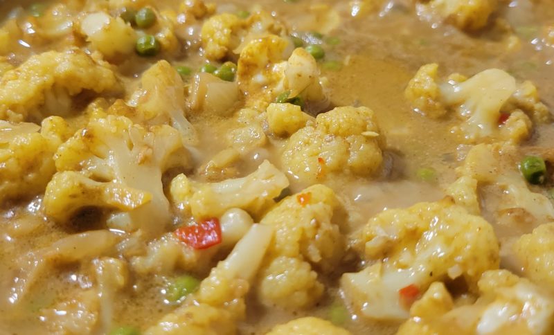 Gobi Matar Curry Simmering