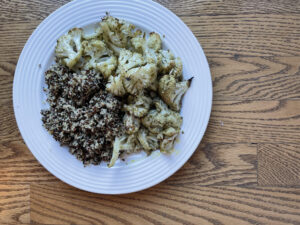 Roasted Pesto Cauliflower with Quinoa