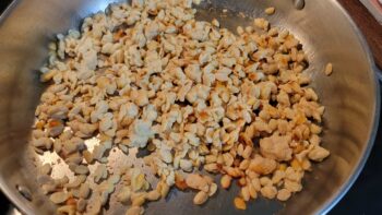 Tempeh Cooking In Skillet